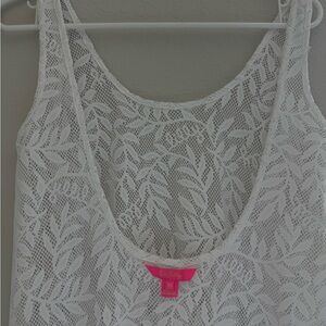 Lilly Pulitzer White Lace Chemise with Intricate Floral Design